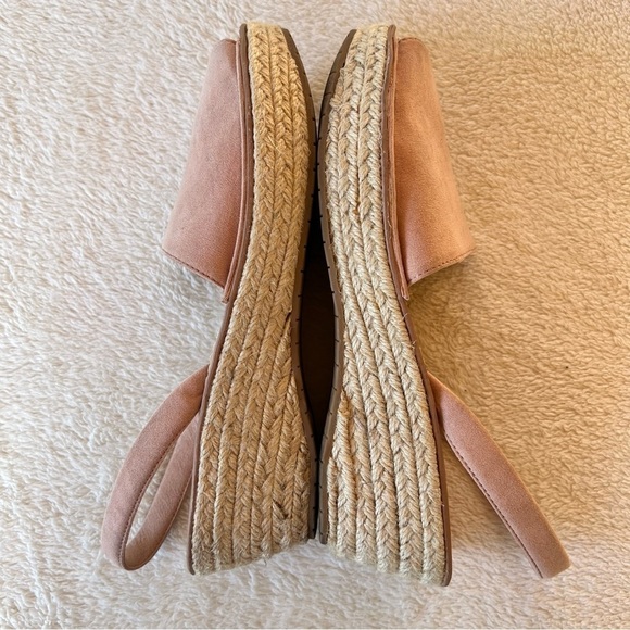 KENNETH COLE SOFT NUBUCK BLUSH SLINGBACK ESPADRILLE RAFFIA PEEP TOE SANDAL SZ 10 - Picture 6 of 10
